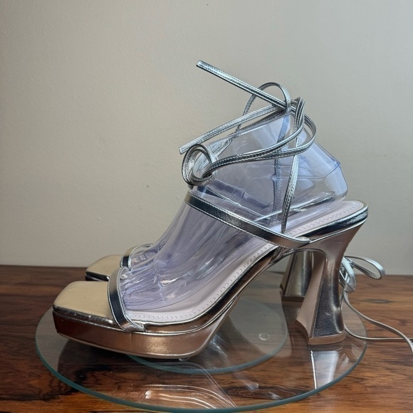 Gold Strappy Heeled Sandals - Picture 3 of 16